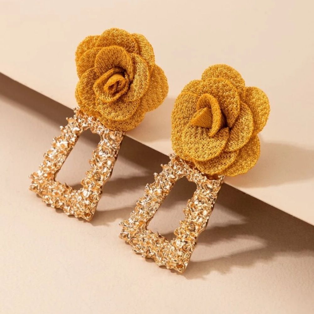 3for$20 imoli Flower Decor Textured Metal Drop Earrings